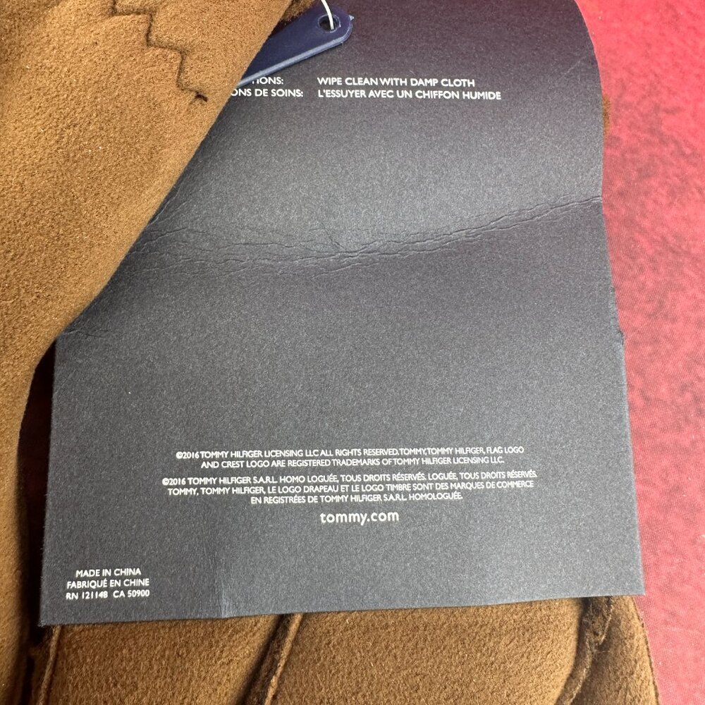 TOMMY HILFIGER MEN'S BROWN SUEDE GLOVES WITH A SHERPA LINING BRAND NEW SIZE L/XL - Picture 6 of 8